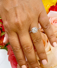 Load image into Gallery viewer, Women's 14k solid rose gold cushion cut moissanite and natural round cut diamond engagement ring Bridal Wedding Halo 1.80ctw