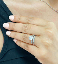 Load image into Gallery viewer, 14K White Gold Round Cut Forever One Moissanite and Round Cut Natural Diamond Engagement Ring And Band Set 1.90ctw