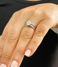 Load image into Gallery viewer, 14K White Gold Round Cut Moissanite and Round Cut Natural Diamond Engagement Ring And Band Set 1.90ctw