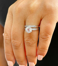 Load image into Gallery viewer, 14K White Gold Round Cut Moissanite and Round Cut Natural Diamond Engagement Ring And Band Set 1.90ctw