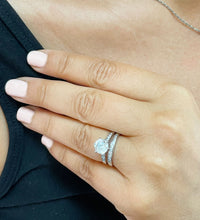 Load image into Gallery viewer, 14K White Gold Round Cut Forever One Moissanite and Round Cut Natural Diamond Engagement Ring And Band Set 1.90ctw