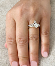 Load image into Gallery viewer, Copy of 14k Solid Yellow Gold Asscher Cut Moissanite and Natural Round And Pear Cut Diamond Engagement Ring And Band 2.50ctw