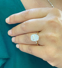 Load image into Gallery viewer, Beautiful 4.00ct set in 14k solid yellow gold rectangular cushion cut moissanite engagement ring solitaire, bridal set, wedding, anniversary