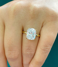Load image into Gallery viewer, Beautiful 4.00ct set in 14k solid yellow gold rectangular cushion cut moissanite engagement ring solitaire, bridal set, wedding, anniversary
