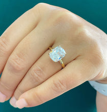 Load image into Gallery viewer, Beautiful 4.00ct set in 14k solid yellow gold rectangular cushion cut moissanite engagement ring solitaire, bridal set, wedding, anniversary