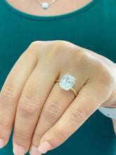 Load image into Gallery viewer, 14K Solid Rose Gold Cushion Cut Forever One Moissanite And Round Cut Natural Diamonds Engagement Ring Solitaire Four Prong set 3.75ctw