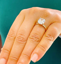 Load image into Gallery viewer, Beautiful 4.00ct set in 14k solid yellow gold rectangular cushion cut moissanite engagement ring solitaire, bridal set, wedding, anniversary