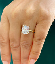 Load image into Gallery viewer, Beautiful 4.00ct set in 14k solid yellow gold rectangular cushion cut moissanite engagement ring solitaire, bridal set, wedding, anniversary