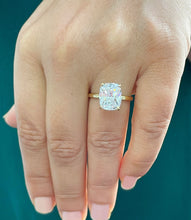 Load image into Gallery viewer, 14K Solid Rose Gold Cushion Cut Forever One Moissanite And Round Cut Natural Diamonds Engagement Ring Solitaire Four Prong set 3.75ctw