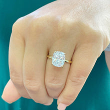 Load image into Gallery viewer, 14K Solid Rose Gold Cushion Cut Forever One Moissanite And Round Cut Natural Diamonds Engagement Ring Solitaire Four Prong set 3.75ctw