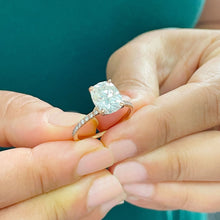 Load image into Gallery viewer, 14K Solid Rose Gold Cushion Cut Moissanite And Round Cut Natural Diamonds Engagement Ring Solitaire Four Prong set 3.75ctw