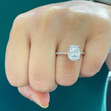 Load image into Gallery viewer, 14K Solid Rose Gold Cushion Cut Forever One Moissanite And Round Cut Natural Diamonds Engagement Ring Solitaire Four Prong set 3.75ctw