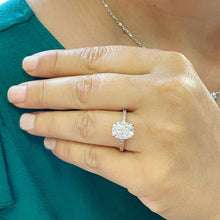 Load image into Gallery viewer, GIA/IGI Certified 14K Solid Rose Gold Cushion Cut And Round Cut Diamonds Engagement Ring Solitaire Four Prong set 2.25ctw F-VS2