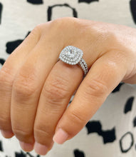 Load image into Gallery viewer, GIA/IGI Certified 14k Solid White Gold Cushion And Round Cut Diamond Engagement Ring And Band Double Halo Bridal Wedding Set 1.85ctw F-VS2