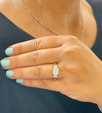 Load image into Gallery viewer, 14k Solid Yellow Gold Princess Cut Moissanite Engagement Ring Wedding Bridal Anniversary 2.50ct