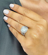 Load image into Gallery viewer, 14k White Solid Gold Cushion Cut Forever One Moissanite and Natural Diamond Engagement Ring And Two Bands Bezel Set 3.80ct