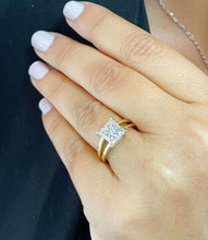 Load image into Gallery viewer, 14k solid yellow gold princess cut Moissanite engagement ring deco Bridal Wedding Anniversary Solitaire Prong Setting 3.00ct