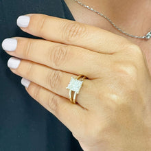 Load image into Gallery viewer, 14k solid yellow gold princess cut Forever One Moissanite engagement ring deco Bridal Wedding Anniversary Solitaire Prong Setting 3.00ct