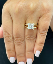 Load image into Gallery viewer, IGI/GIA Certified 14K Solid Yellow Gold Princess Cut Diamond Engagement Ring Solitaire Prong Setting 2.00ct F-VS2