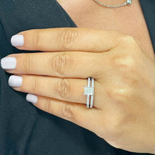 Load image into Gallery viewer, GIA/IGI Certified 14k Solid White Gold Princess And Round Cut Diamond Engagement Ring And Band, Wedding, Anniversary 2.50ct F-VS2