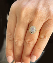 Load image into Gallery viewer, 14k Solid Yellow Gold Oval Cut Forever One Oval Moissanite and Round Natural Diamond Engagement Ring Bezel Set, Bridal Propose 1.20ctw