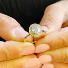 Load image into Gallery viewer, 14k Solid Yellow Gold Oval Cut and Round Cut Natural Diamond Engagement Ring Bezel Set, Bridal Propose 1.20ctw