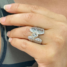 Load image into Gallery viewer, 14K Solid And Heavy White Gold Princess Cut Forever One Moissanite Engagement Ring Deco, Bridal, Wedding, Bezel Set Solitaire 1.00ctw