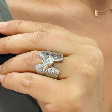 Load image into Gallery viewer, 14K Solid And Heavy Rose Gold Princess Cut Natural Diamond Engagement Ring Deco, Bridal, Wedding, Bezel Set Solitaire 0.75ctw