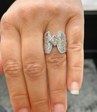 Load image into Gallery viewer, 14K Solid And Heavy White Gold Princess Cut Natural Diamond Engagement Ring Deco, Bridal, Wedding, Bezel Set Solitaire 0.75ctw