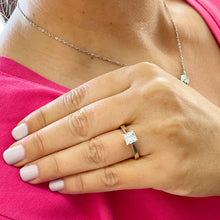 Load image into Gallery viewer, 14k solid yellow gold princess cut Moissanite engagement ring deco Bridal Wedding Anniversary Solitaire Prong Setting 1.20ct