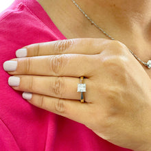 Load image into Gallery viewer, 14k solid yellow gold princess cut Forever One Moissanite engagement ring deco Bridal Wedding Anniversary Solitaire Prong Setting 1.20ct