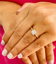 Load image into Gallery viewer, 14k solid yellow gold princess cut Moissanite engagement ring deco Bridal Wedding Anniversary Solitaire Prong Setting 1.20ct