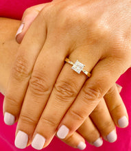 Load image into Gallery viewer, 14k solid yellow gold princess cut Forever One Moissanite engagement ring deco Bridal Wedding Anniversary Solitaire Prong Setting 1.20ct