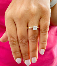 Load image into Gallery viewer, 14k solid yellow gold princess cut Forever One Moissanite engagement ring deco Bridal Wedding Anniversary Solitaire Prong Setting 1.20ct