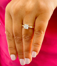 Load image into Gallery viewer, 14k solid yellow gold princess cut Forever One Moissanite engagement ring deco Bridal Wedding Anniversary Solitaire Prong Setting 1.20ct