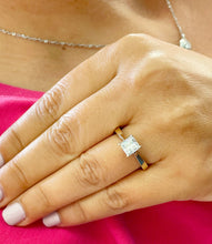 Load image into Gallery viewer, 14k solid yellow gold princess cut Forever One Moissanite engagement ring deco Bridal Wedding Anniversary Solitaire Prong Setting 1.20ct