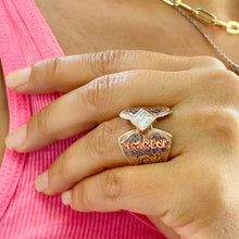 Load image into Gallery viewer, GIA/IGI Certified 14K Solid And Heavy Rose Gold Princess Cut Diamond Engagement Ring Deco, Bridal, Wedding, Bezel Set Solitaire 1.00ct F-VS2