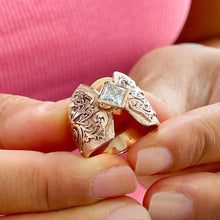 Load image into Gallery viewer, GIA/IGI Certified 14K Solid And Heavy Rose Gold Princess Cut Diamond Engagement Ring Deco, Bridal, Wedding, Bezel Set Solitaire 1.00ct F-VS2