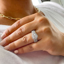 Load image into Gallery viewer, Triple shank style 14k Solid White Gold Round Cut Forever One Moissanite and Natural Diamond Engagement Ring Halo, Bridal, Wedding 2.40ctw