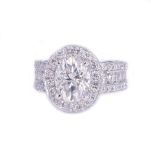 Load image into Gallery viewer, 14K Solid White Gold Oval Cut Moissanite And Natural Diamond Engagement Ring Deco Bridal Wedding Anniversary Halo 4.00ct