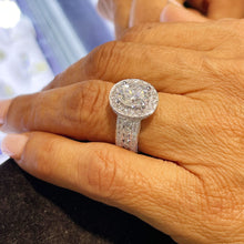 Load image into Gallery viewer, 14K Solid White Gold Oval Cut Forever One Moissanite And Natural Diamond Engagement Ring Deco Bridal Wedding Anniversary Halo 4.00ct