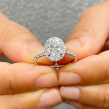 Load image into Gallery viewer, GIA/IGI Certified 14k Solid White Gold Oval And Round Cut Diamond Engagement Ring Art Deco Halo Bridal Wedding Prong Set Band 1.70ctw F-VS2