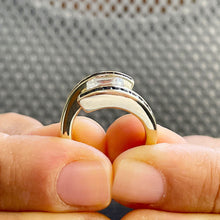 Load image into Gallery viewer, GIA/IGI Certified 14K Solid Heavy Yellow Gold Emerald Diamond And Princess Cut Natural Sapphires Engagement Ring Semi Tension Set 3.00 F-VS2