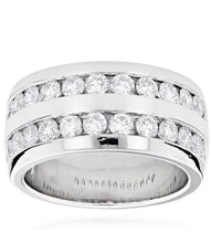 Load image into Gallery viewer, Men's 14K Solid And Heavy White Gold Round Cut Natural Diamonds Ring Band channel Set Style 2.00ctw