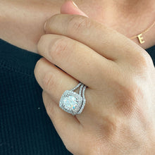 Load image into Gallery viewer, GIA/IGI Certified 14k Solid White Gold Round Cut Diamond Engagement Ring And Band Bridal Wedding Double Halo 3.25cttw F-VS2