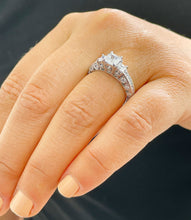 Load image into Gallery viewer, 14K Solid White Gold Natural Princess Cut And Round Cut Diamond Engagement Ring Bridal Filigree Antique Style 2.00ctw