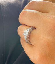 Load image into Gallery viewer, 14K Solid White Gold Natural Princess Cut And Round Cut Diamond Engagement Ring Bridal Filigree Antique Style 2.00ctw