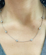 Load image into Gallery viewer, 14K Solid White Gold Round Cut Natural Large Diamond Bezel Set Necklace Pendent Diamonds By The Yard Style 2.00ctw