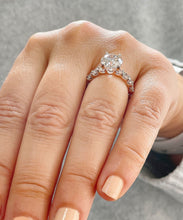 Load image into Gallery viewer, 14K Solid Rose Gold Round Cut Moissanites Engagment Ring Eternity Style Prong Set 4.00ctw