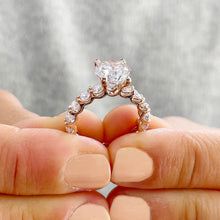 Load image into Gallery viewer, GIA/IGI Certified 14k Solid Rose Gold Round Cut Diamonds Engagement Ring Bridal Eternity Prong Set 4.00ctw F-VS2